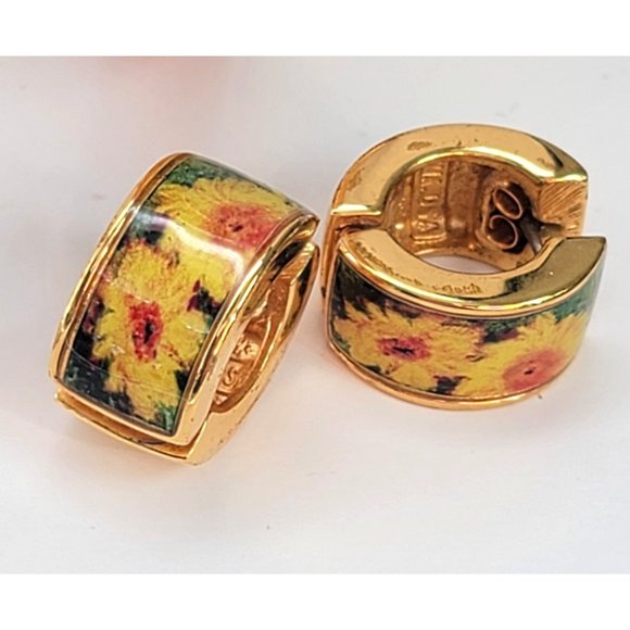 Gold Monet Sunflower Bangle Bracelet and Post Earrings Set by The Met Dh807 - Picture 10 of 14